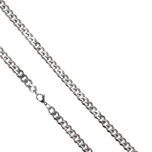 5mm Stainless Steel Cuban Link Chain Necklace – 19.5" Polished Silver-Tone